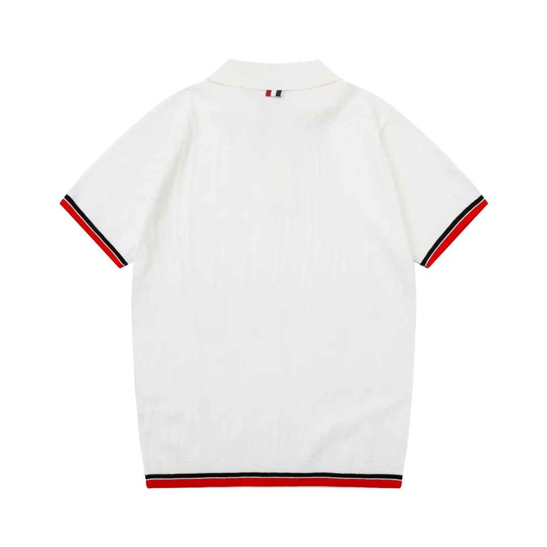 Thom Browne ➡️ POLO ， Retro Same Style Polo Versatile : White Size：M-3XL